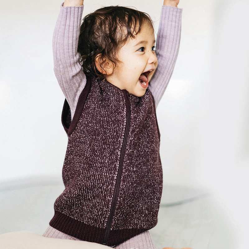 Merino Knitted Body Warming Vest Plum