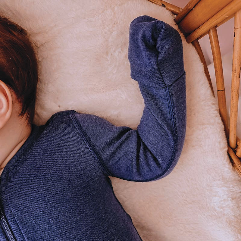 Merino Wool Baby Thermal Onesie Zimmer Blue