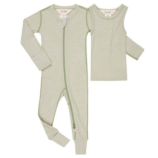Basics Merino Wool Onesie and Singlet Pack Pistachio Stripe