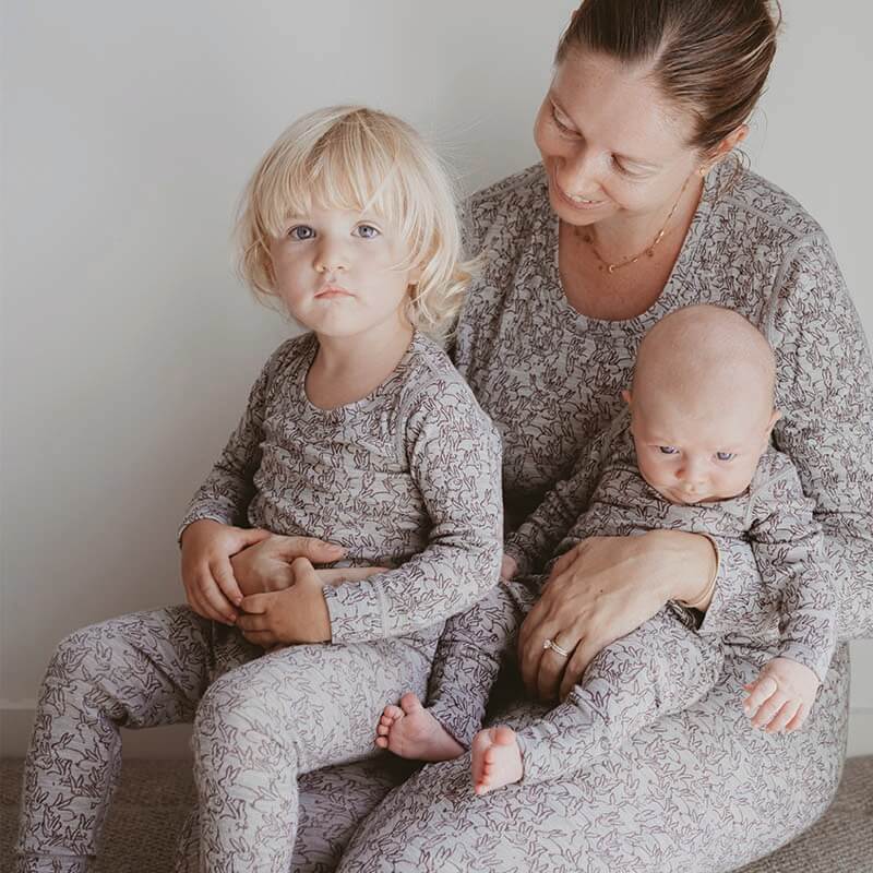 Basics Merino wool Bodysuit Set Bunny Print