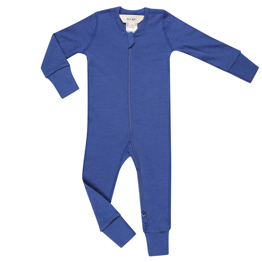 Merino Wool Baby Thermal Onesie Zimmer Blue