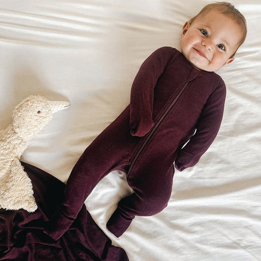 Basics Merino Wool Onesie Eggplant