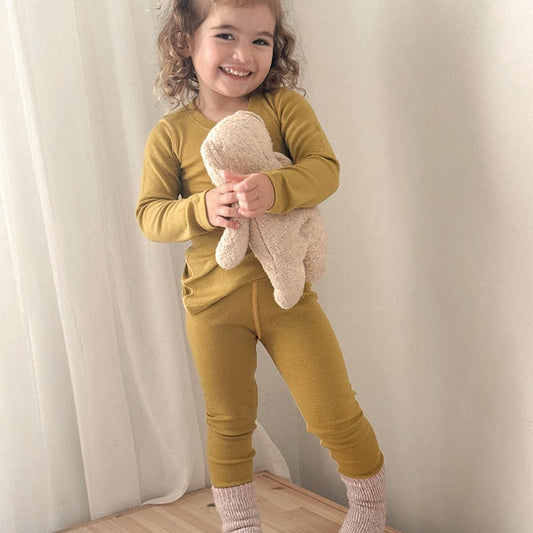 Basics Merino Wool Pyjama Set 2-Pack Citron/Zimmer Blue