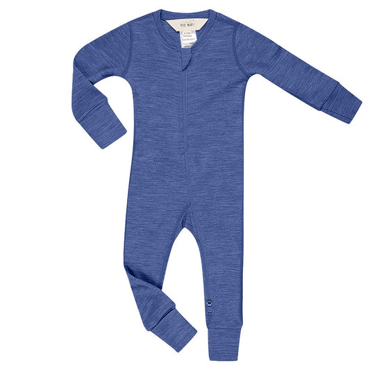 Merino Wool Baby Thermal Onesie Zimmer Blue