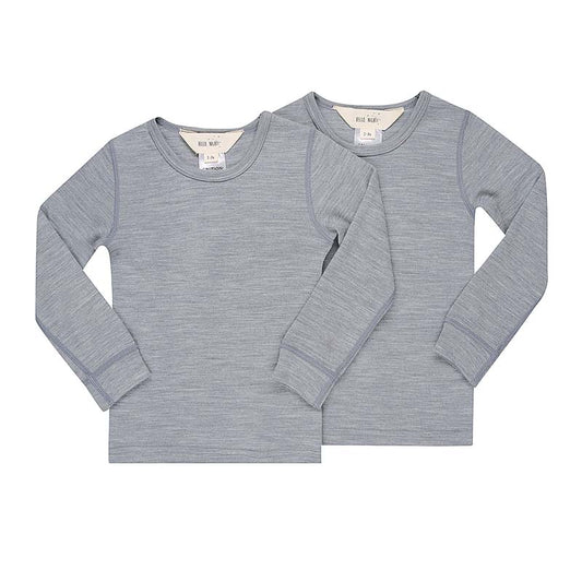 Merino Wool Thermal Top 2-Pack Dusty Blue Marle