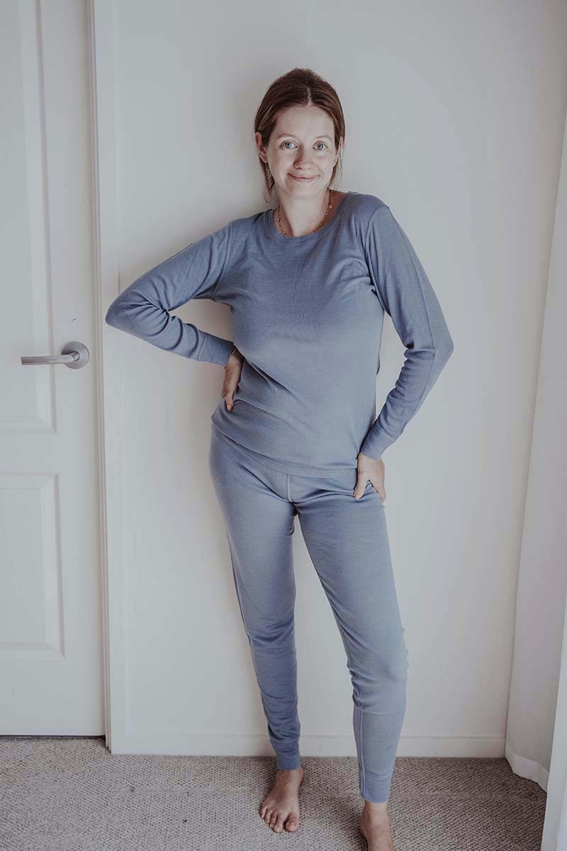 Women's Merino Layer Set Pyjamas Dusty Blue