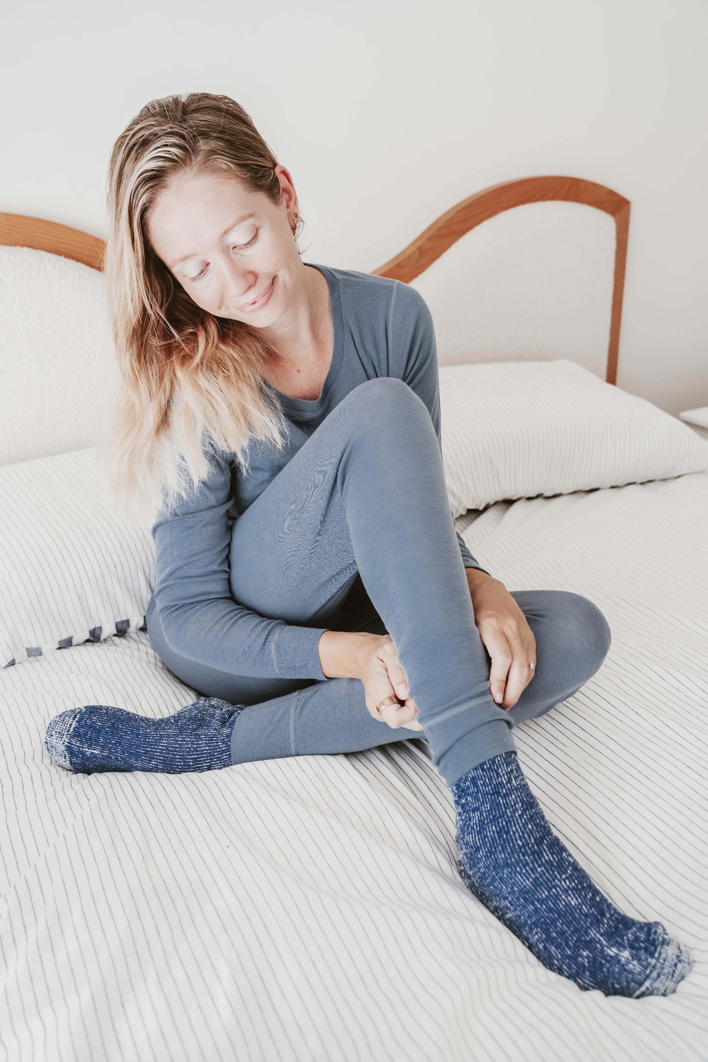 Women's Merino Layer Set Pyjamas Dusty Blue