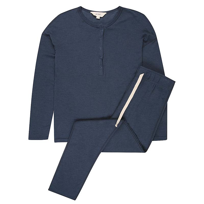 Women's Merino Button Top Space Blue