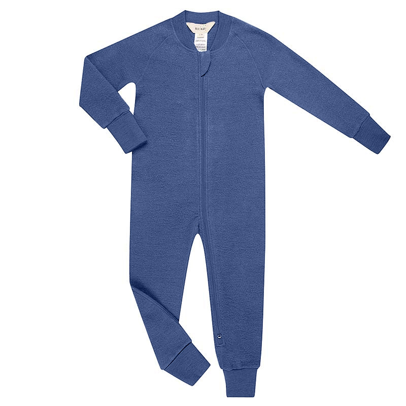 Merino Fleece Sleepsuit with Sleeves Zimmer Blue