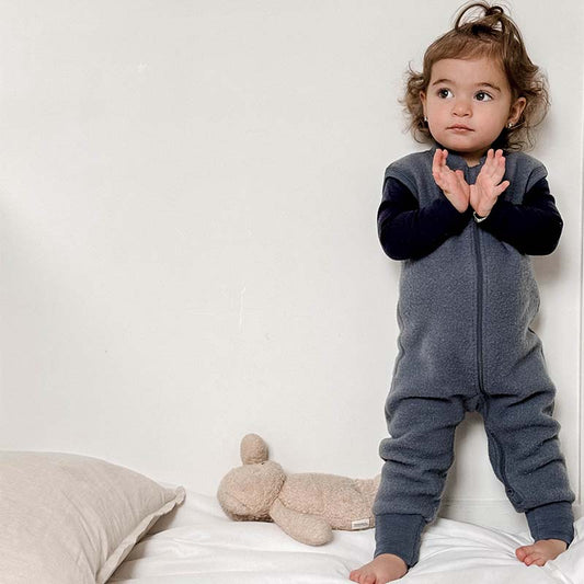 Merino Fleece Sleepsuit Sleeveless Dark Denim