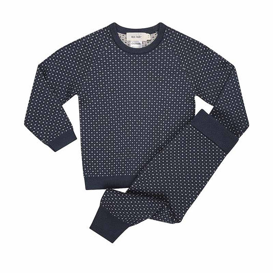 Merino Knitted 2-Piece Set Snowflake Dark Denim