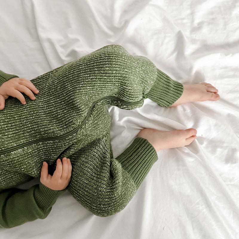 Merino Knitted Sleepsuit Leaf