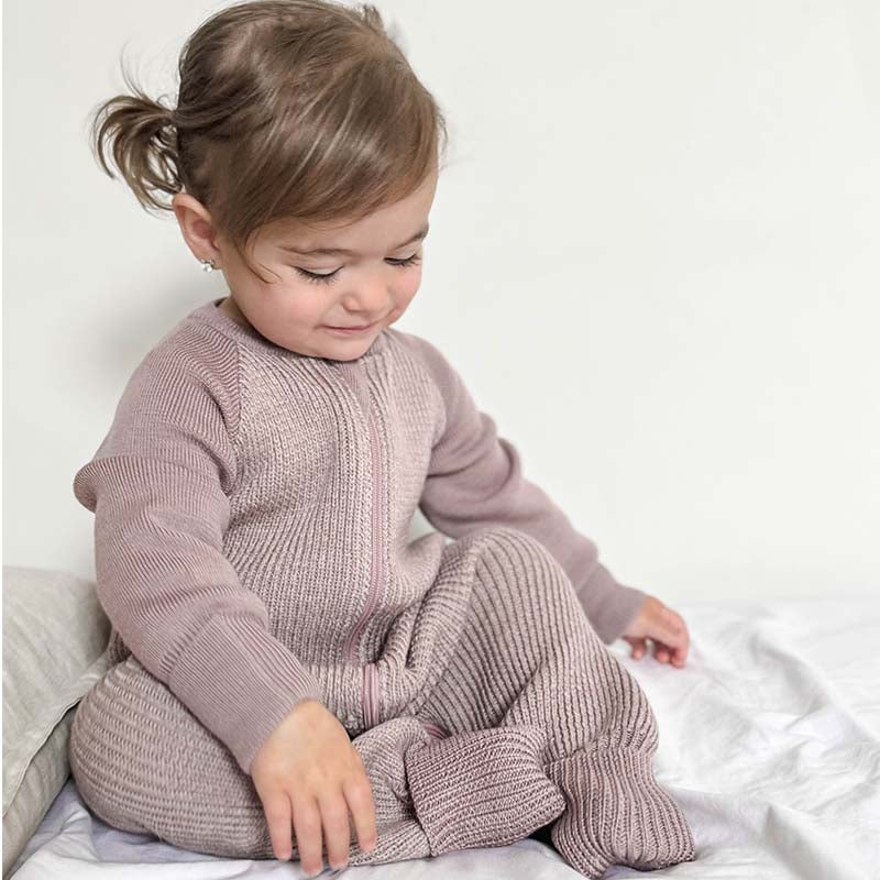 Merino Knitted Sleepsuit Lilac