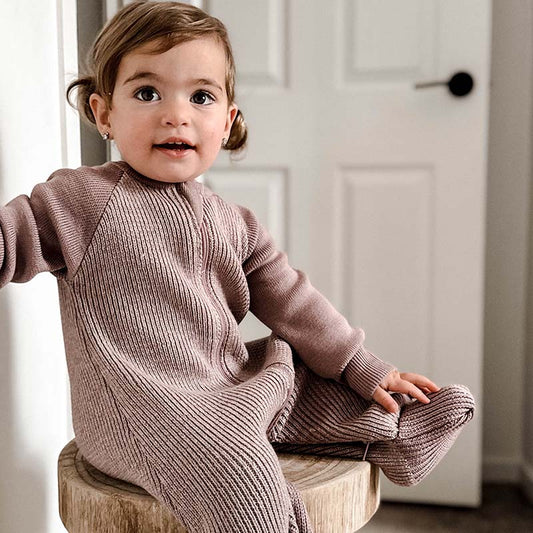 Merino Knitted Sleepsuit Lilac