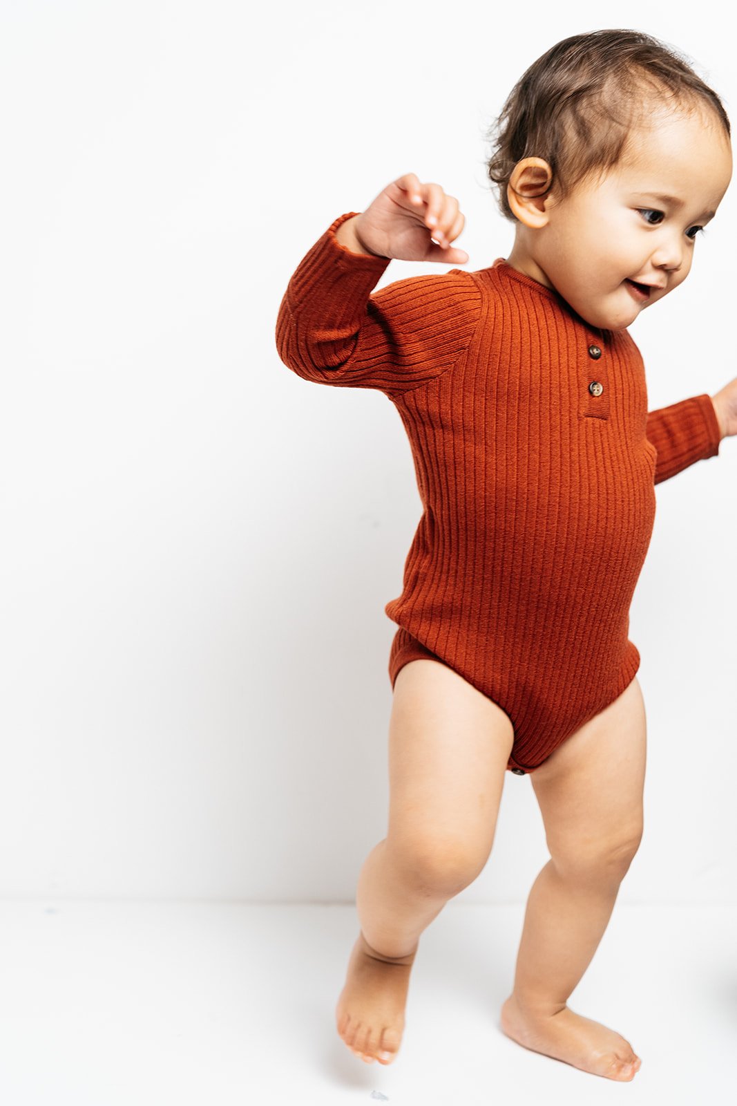 Merino Knitted Baby Bodysuit Set Rust