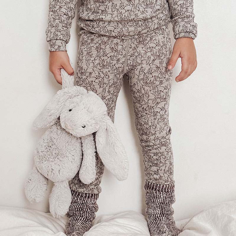 Merino Wool Layer Set Pyjamas Bunny Print