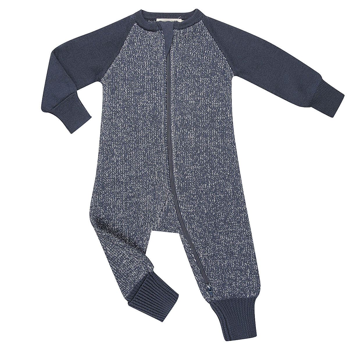 Merino Knitted Baby Sleepsuit Denim