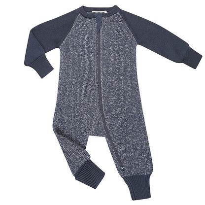 Merino Knitted Baby Sleepsuit Denim