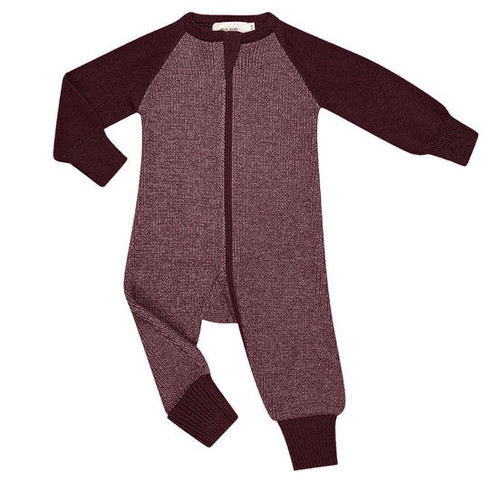 Merino Knitted Baby Sleepsuit Plum