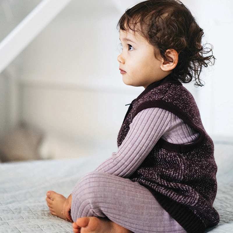 Merino Knitted Body Warming Vest Plum