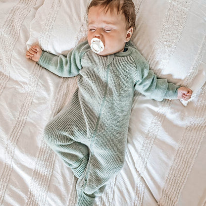 Merino Knitted Sleepsuit Sage