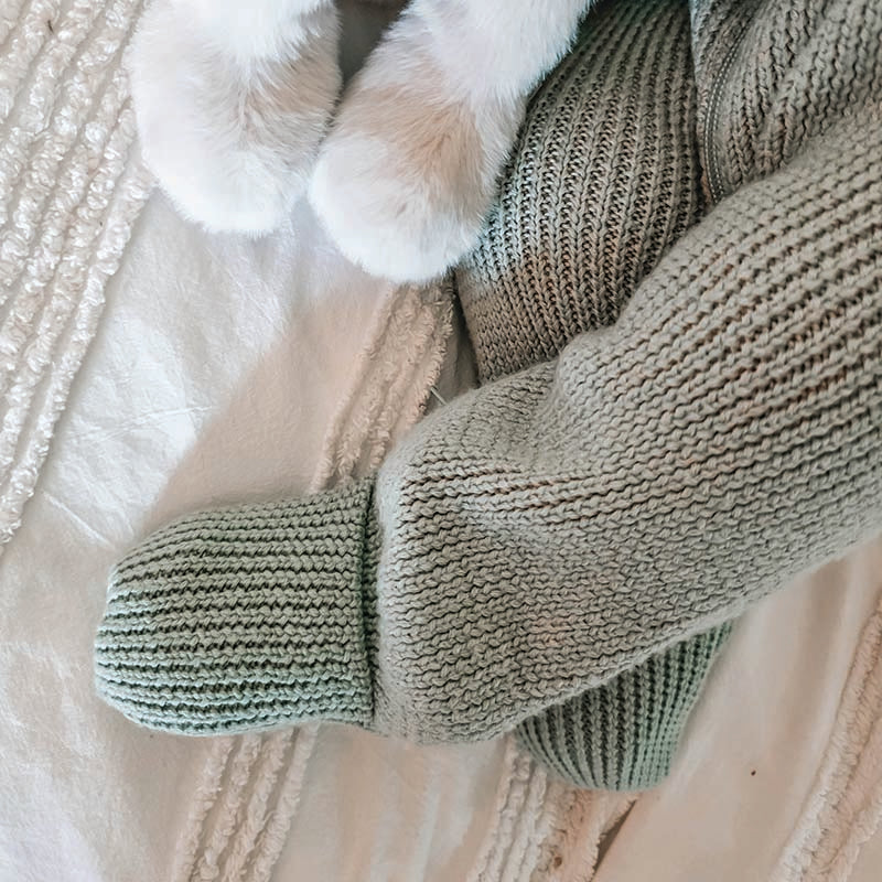 Merino Knitted Sleepsuit Sage
