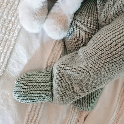 Merino Knitted Sleepsuit Sage