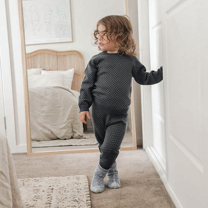Merino Knitted 2-Piece Set Snowflake Dark Denim