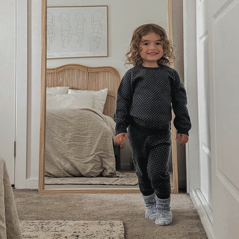 Merino Knitted 2-Piece Set Snowflake Dark Denim