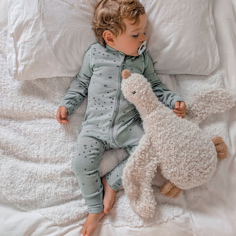 Basics Merino Wool Onesie Aqua Stars Print