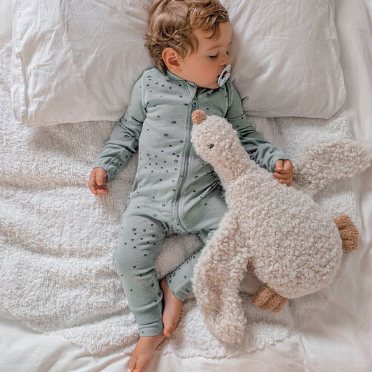 Basics Merino Wool Onesie Aqua Stars Print