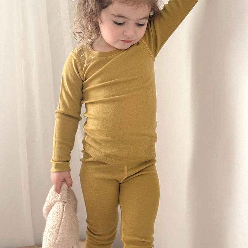 Basics Merino Wool Pyjama Set 2-Pack Citron/Zimmer Blue
