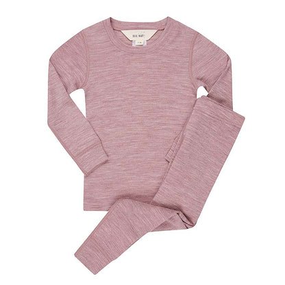 Merino Wool Thermal Pyjama Set Mauve Marle