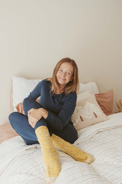 Women's Merino Sleep Socks Citron