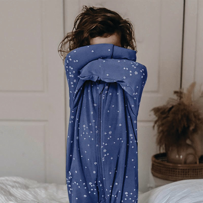 Merino Sleepsuit Warmest with Sleeves Zimmer Blue Stars
