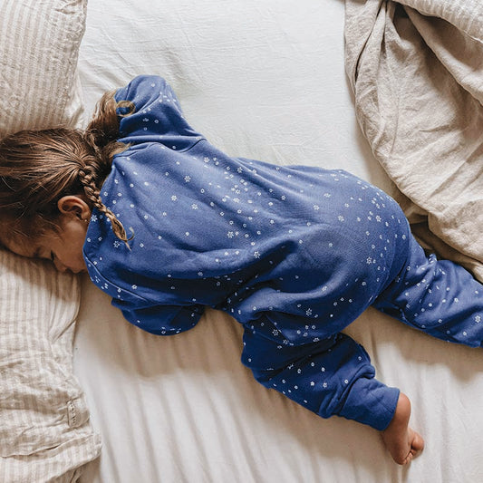 Merino Sleepsuit Warmest with Sleeves Zimmer Blue Stars