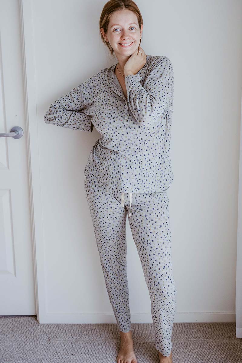 Women's Merino Button Pyjama Set Scatter Print