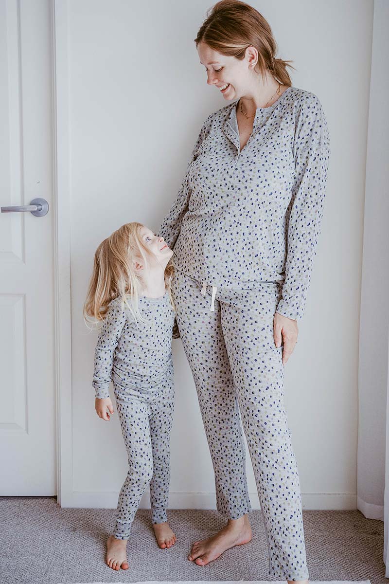 Women's Merino Button Pyjama Set Scatter Print
