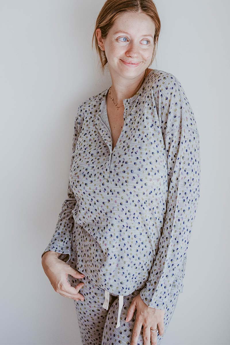 Women's Merino Button Pyjama Set Scatter Print