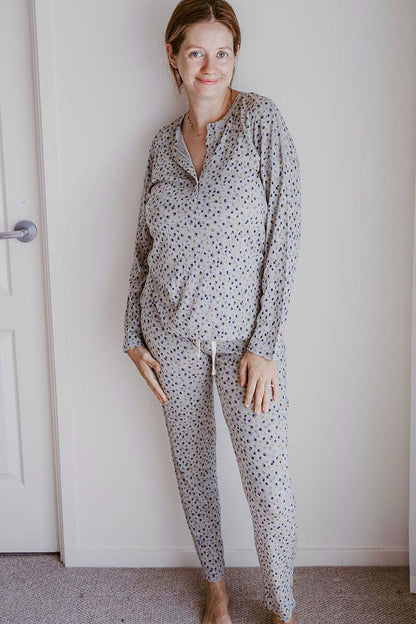 Women's Merino Button Pyjama Set Scatter Print