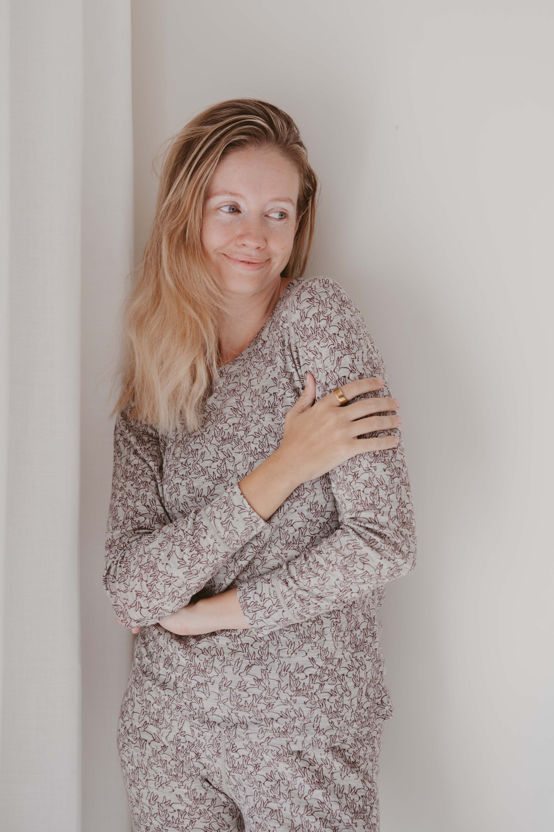 Women's Merino Layer Set Pyjamas Bunny Print