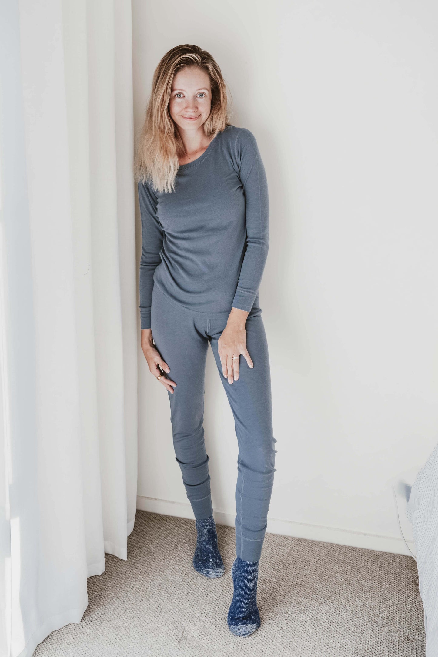 Women's Merino Layer Set Pyjamas Dusty Blue