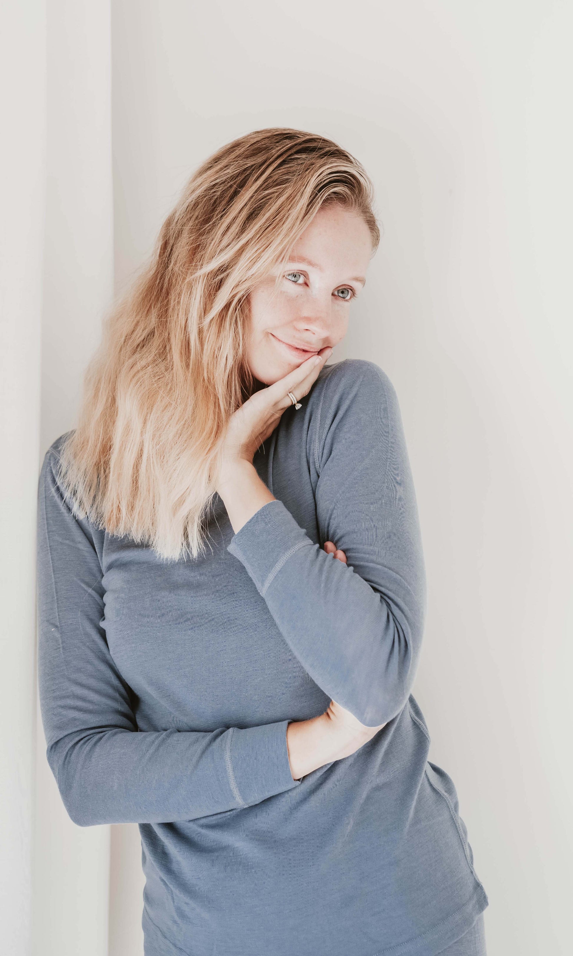 Women's Merino Layer Set Pyjamas Dusty Blue