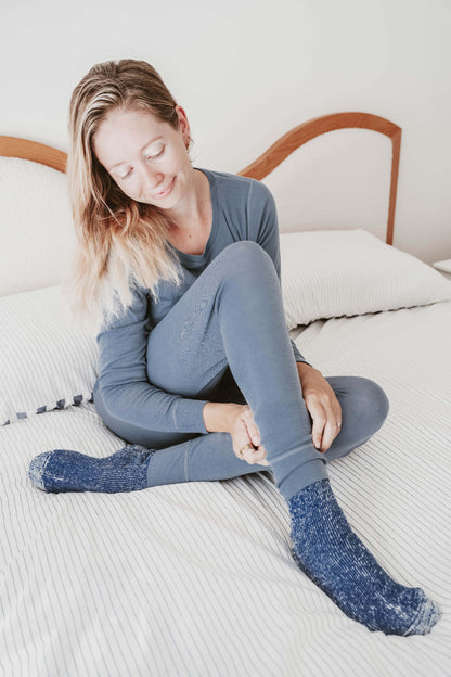 Women's Merino Layer Set Pyjamas Dusty Blue