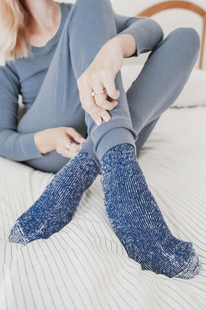 Women's Merino Sleep Socks Zimmer Blue