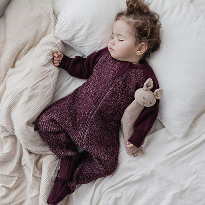 Merino Knitted Sleepsuit Plum