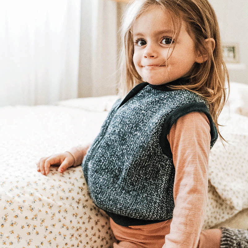 Merino Knitted Body Warming Vest Denim