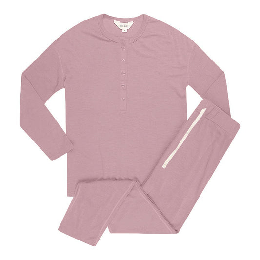 Women's Merino Button Pyjama Set Mauve